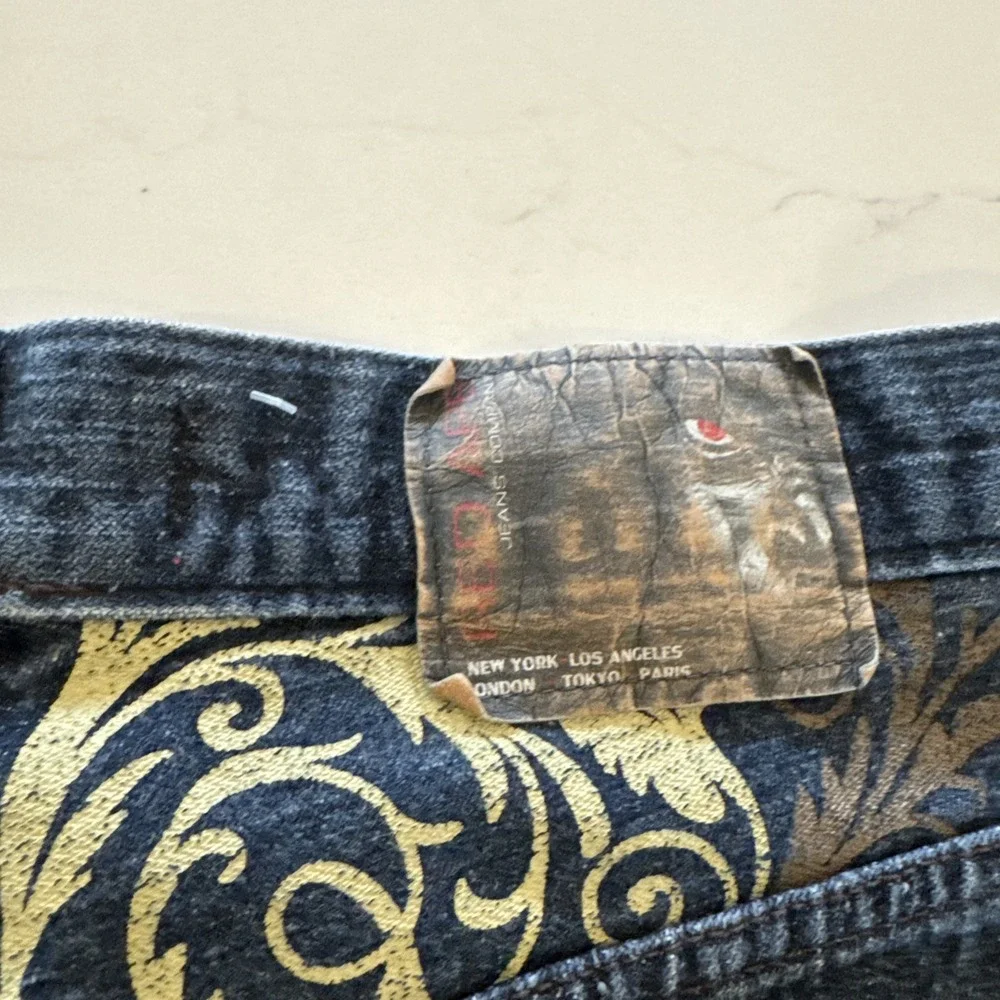 Red Ape Shorts Men's 34 Baggy Raw Denim Jorts Blue Vintage Y2K Skater Emo